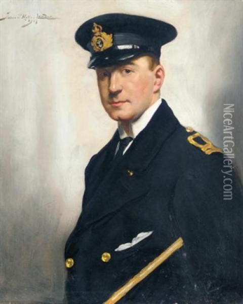 Portrait Of A Naval Officer Oil Painting - John Saint-Helier Lander