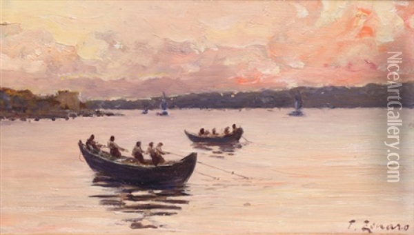 Boote Auf Dem Bosporus Oil Painting - Fausto Zonaro