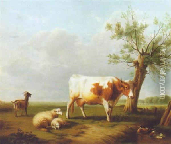Out To Pasture Oil Painting - J. Robbe