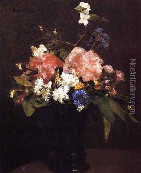 Flowers II Oil Painting - Ignace Henri Jean Fantin-Latour