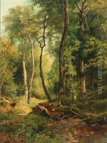 Wooded Landscape Oil Painting - Fritz von Uhde