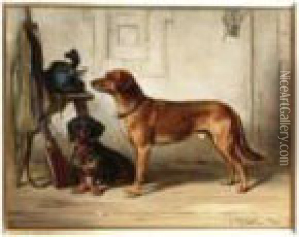 The Hunter's Companions Oil Painting - Carl Reichert