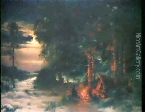 Winterlandschaft Im Monschein Oil Painting - Arvid Mauritz Lindstroem