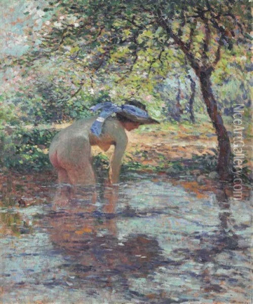 Baigneuse Au Chapeau Oil Painting - Fernand Maillaud