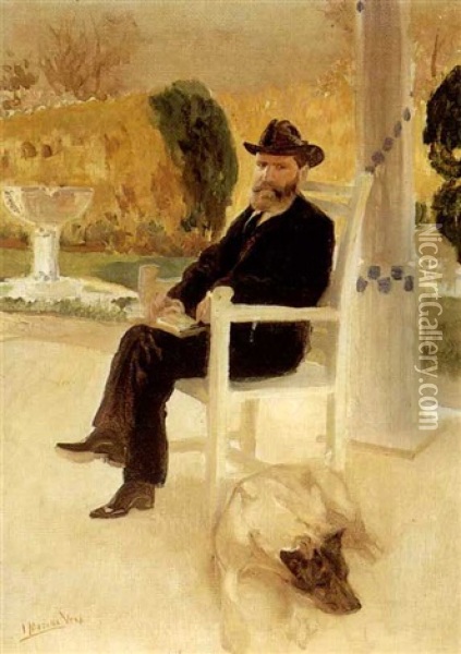 A Portrait Of A Seated Man Oil Painting - Inocencio Medina Vera