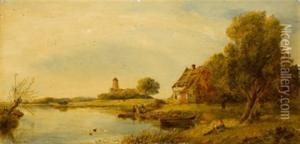 Landliche Idylle An Einem See Oil Painting - William Joseph J. C. Bond