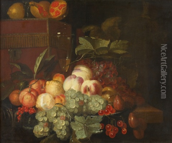 Fruchtestillleben Mit Einem Glasernen Deckelglas Oil Painting - Johannes Hannot