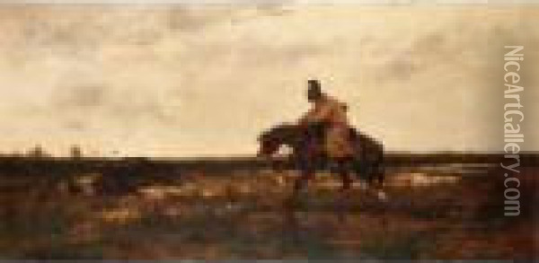 The Lonely Rider Oil Painting - Adolf Schreyer