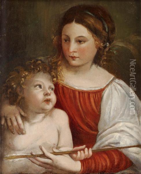 Madonna With Child Oil Painting - Palma Vecchio (Jacopo Negretti)