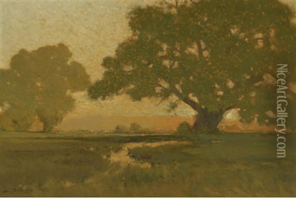 Summer Sun At The Horizon Oil Painting - Charles Partridge Adams