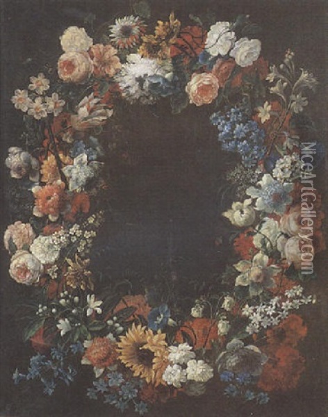 Guirlandes De Fleurs Oil Painting - Richard Parkes Bonington