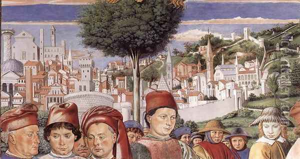 St Augustine Departing for Milan (detail 2) 1464-65 Oil Painting - Benozzo di Lese di Sandro Gozzoli