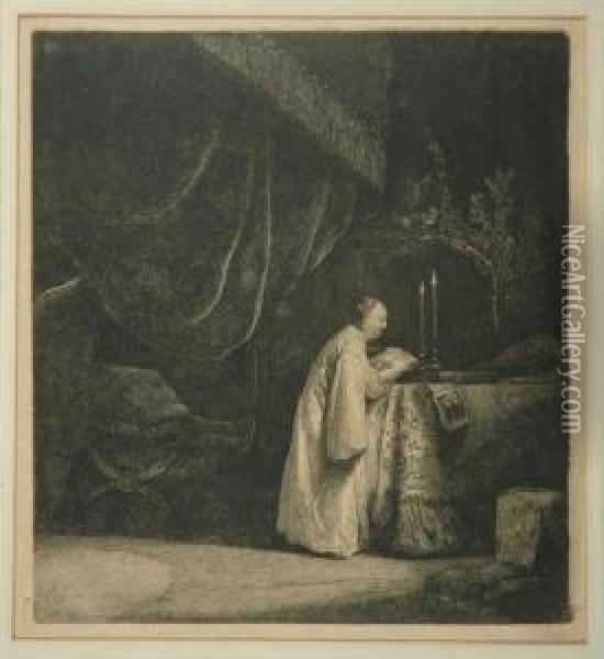 Starzec Nad Ksiega - Wg Rembrandta Oil Painting - Jean-Pierre Norblin De La Gourdaine