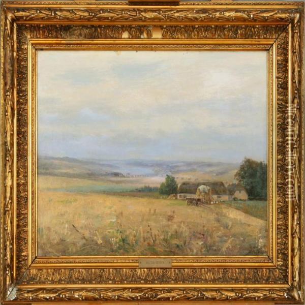 Carl Milton Jensen: Landscape From Mols Bjerge. Signed Milton Jensen And Indistinct Date Oil Painting - Carl Milton Jensen