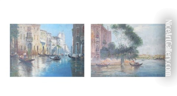 Paar Ansichten Von Venedig Oil Painting - Alois Hernick