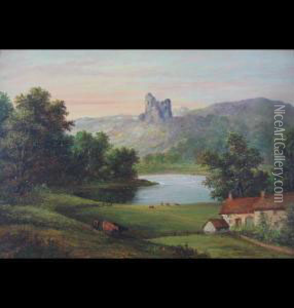 Landscape With Knaresborough Castle In The Background Oil Painting - William Stone