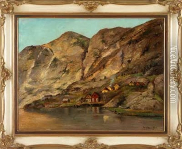 Sommerlicher Fjordhang Oil Painting - Adolf Gustav Schweitzer