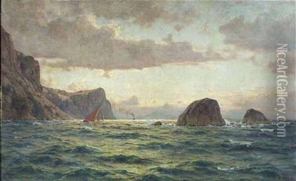 Norwegische Kuste Bei Songdal Oil Painting - Henry Enfield