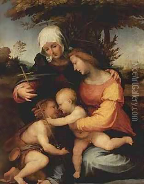 Madonna and Child St.Elizabeth and the infant St.John the Baptist Oil Painting - Fra (Baccio della Porta) Bartolommeo
