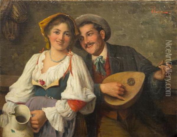 The Serenade Oil Painting - Adolfo Bacci