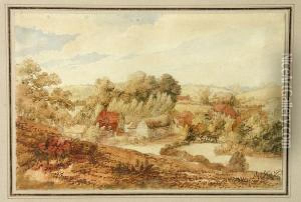 Homestead With Cottages In Rural Summer
Landscape Oil Painting - James, Rev. Bourne