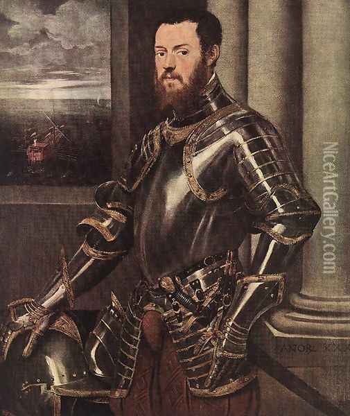 Man in Armour c. 1550 Oil Painting - Jacopo Tintoretto (Robusti)