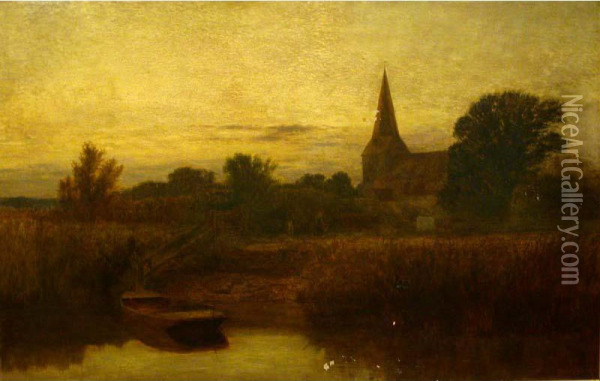 Paesaggio Con Chiesa Di Campagna Oil Painting - George Vicat Cole