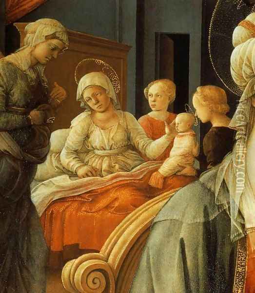 Madonna with the Child and Scenes from the Life of St Anne (detail) Oil Painting - Filippino Lippi