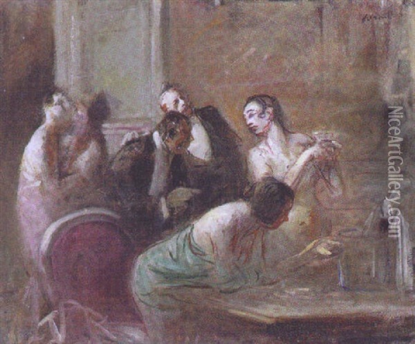 Cabaret Scene Oil Painting - Jean-Louis Forain