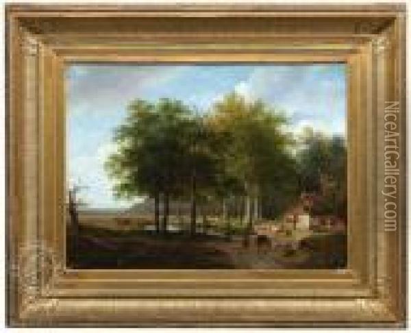 Summerylandscape Oil Painting - Andreas Schelfhout