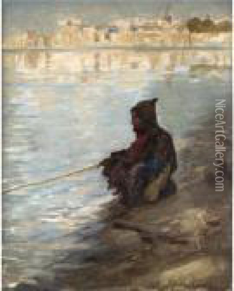 A Fisherman Of The Nile Oil Painting - Joseph Farquharson