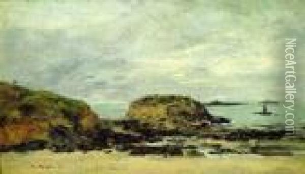 Rochers A Portrieux Oil Painting - Eugene Boudin