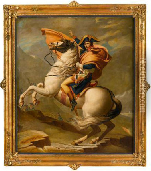 Napoleon Crossing The Alps Oil Painting - Jacques Louis David
