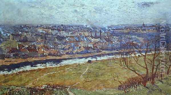 View of Prague from Ladvi Oil Painting - Antonin Slavicek