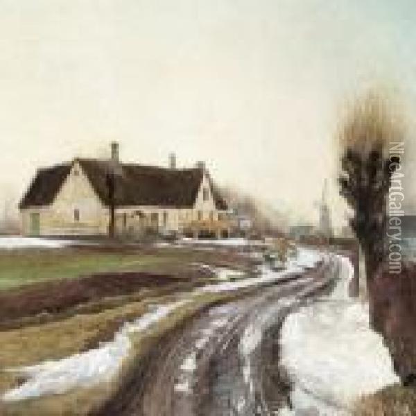 Vinter. 
Solskin Oil Painting - Laurits Andersen Ring