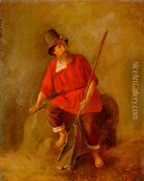 L'homme A La Tunique Rouge Oil Painting - Illarion Mikhailovch Pryanishnikov