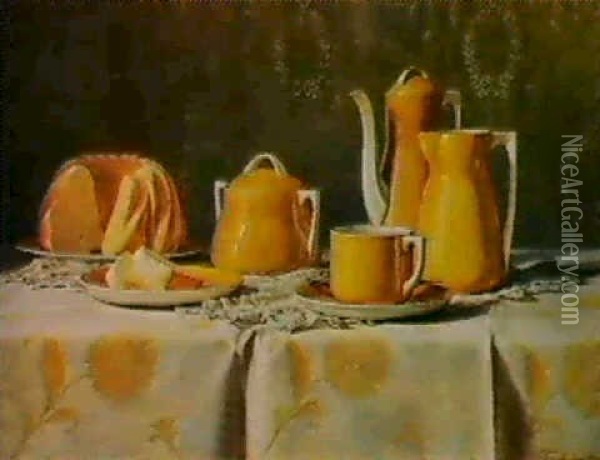 Stilleben Mit Guglhupf Oil Painting - Franz Schmidt