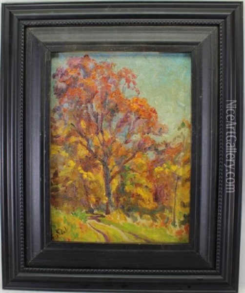 Autumnal Trees Oil Painting - Frederic Victor Poole