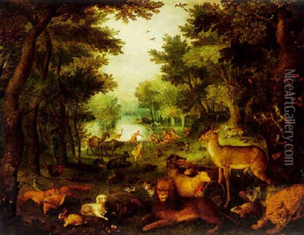 Orpheus With The Charmed Animals And The Maenads Of Ciconia Oil Painting - Anton Mirou