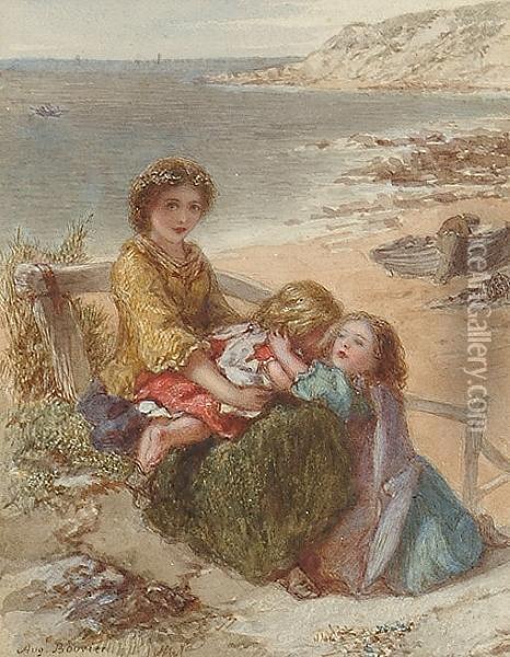 Children On A Beach Oil Painting - Auguste Jules Bouvier, N.W.S.