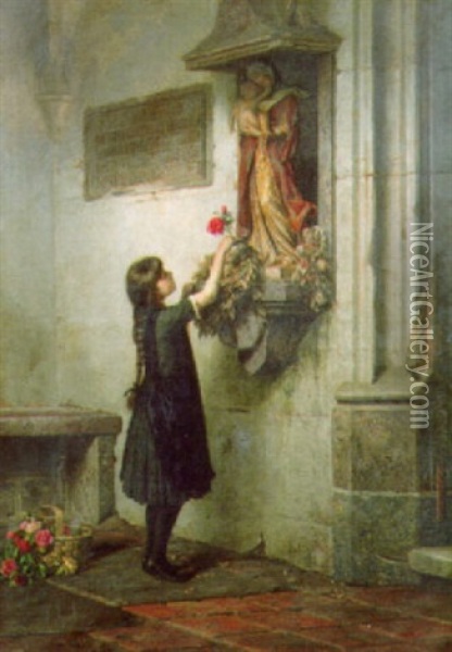 L'omaggio Alla Madonna Oil Painting - Julius Victor Carstens