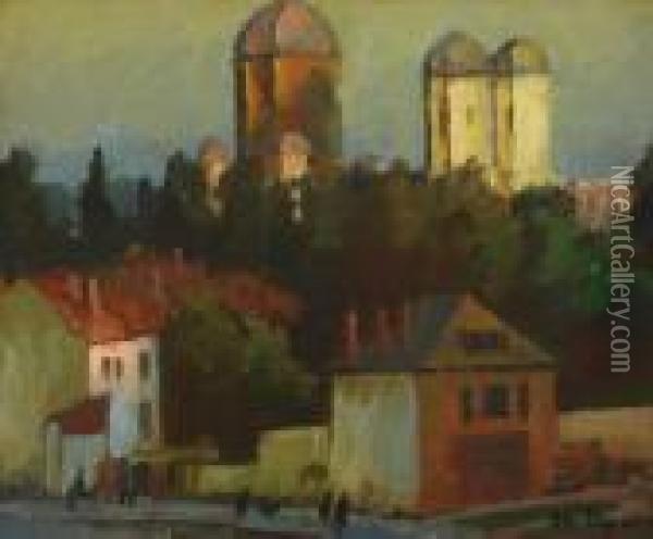 Landscape From Campulung Oil Painting - Stefan Popescu
