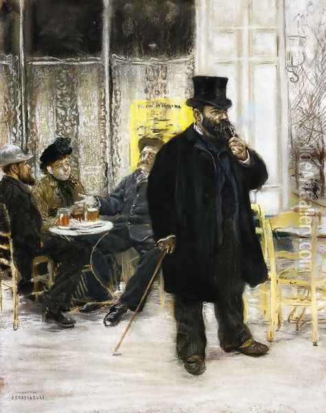 Bohemians at the Cafe Oil Painting - Jean-Francois Raffaelli