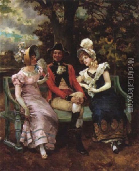 Flirting Oil Painting - Henry Gillard Glindoni
