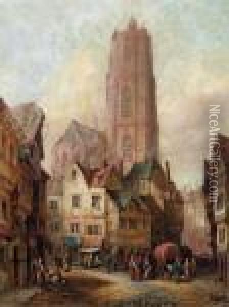 Blick Auf Die Kathedrale Vonrodez/sudfrankreich Oil Painting - Henry Thomas Schafer