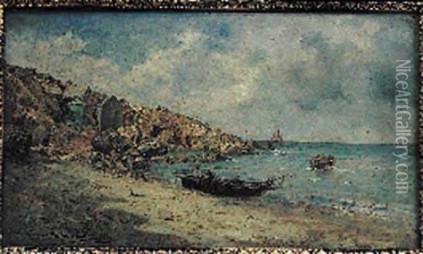 Barque De Pecheur Sur La Plage Oil Painting - Victor Ph. Flipsen