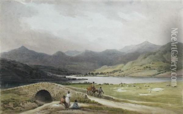 A View Of The Lake District Oil Painting - Nicholson, F.