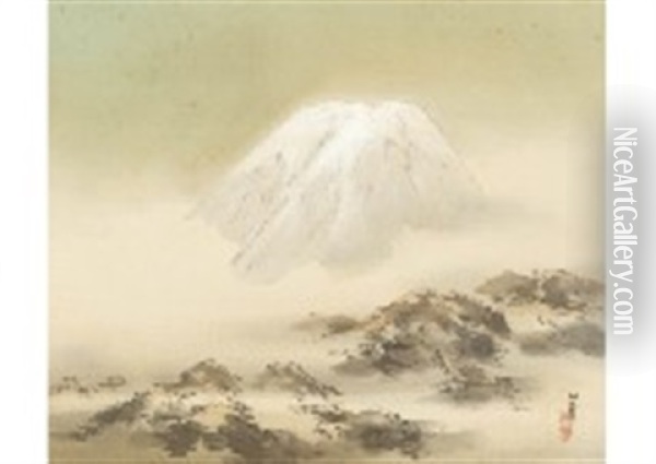Mt. Fuji Morning Fog Oil Painting - Kansetsu Hashimoto
