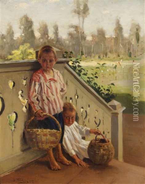 The Apple Pickers Oil Painting - Vladimir Egorovich Makovsky