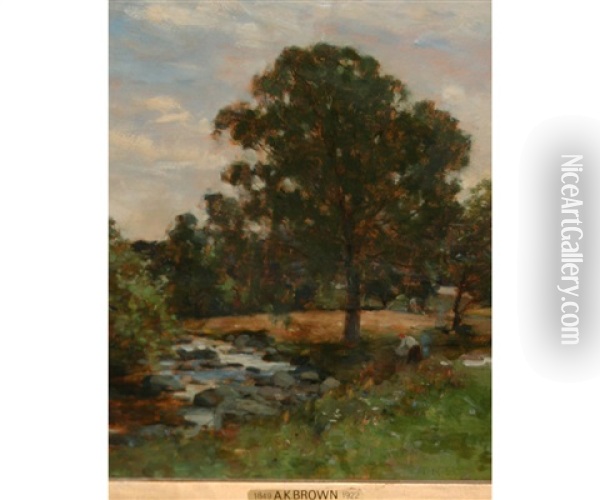 Figure By A Rocky River Oil Painting - Alexander Kellock Brown